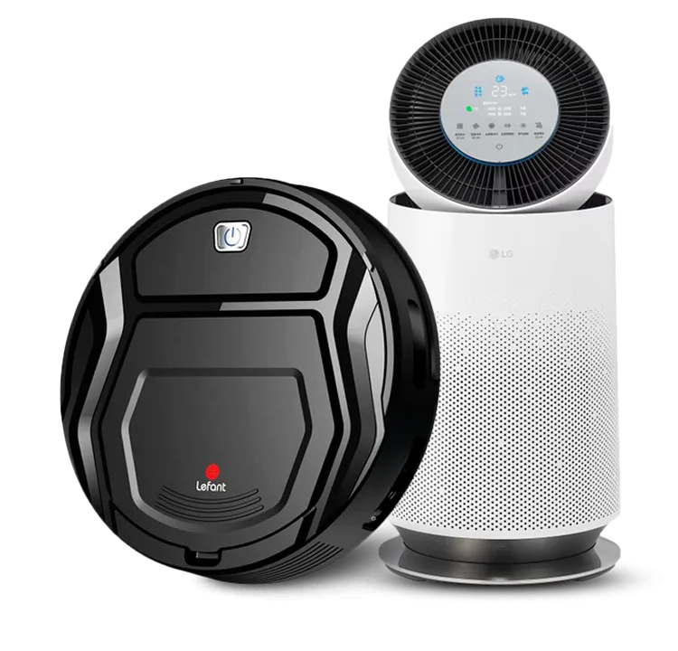 The air purifier and robot vacuum offered with a KT WIFI and CCTV bundle