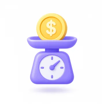 동전이 올려진 저울 일러스트