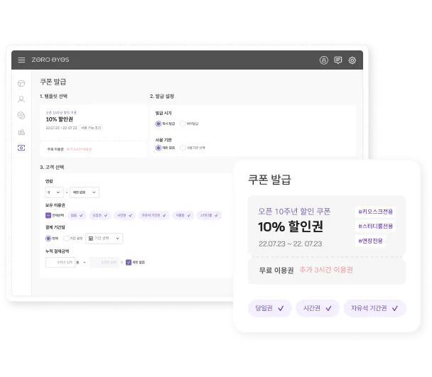 Admin Web promotion settings screen — issuing coupons and registering period-based discount promotions